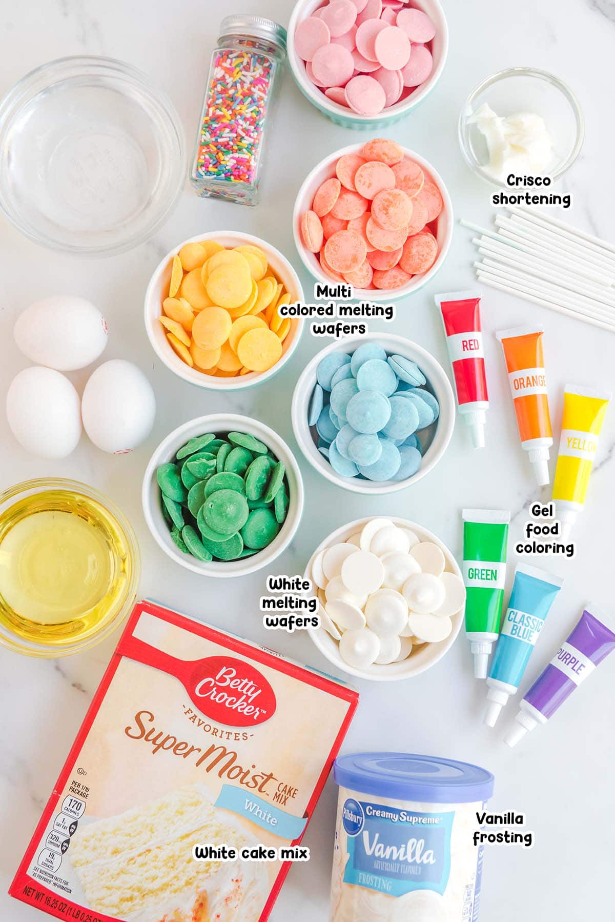 Rainbow Cake Pops ingredients