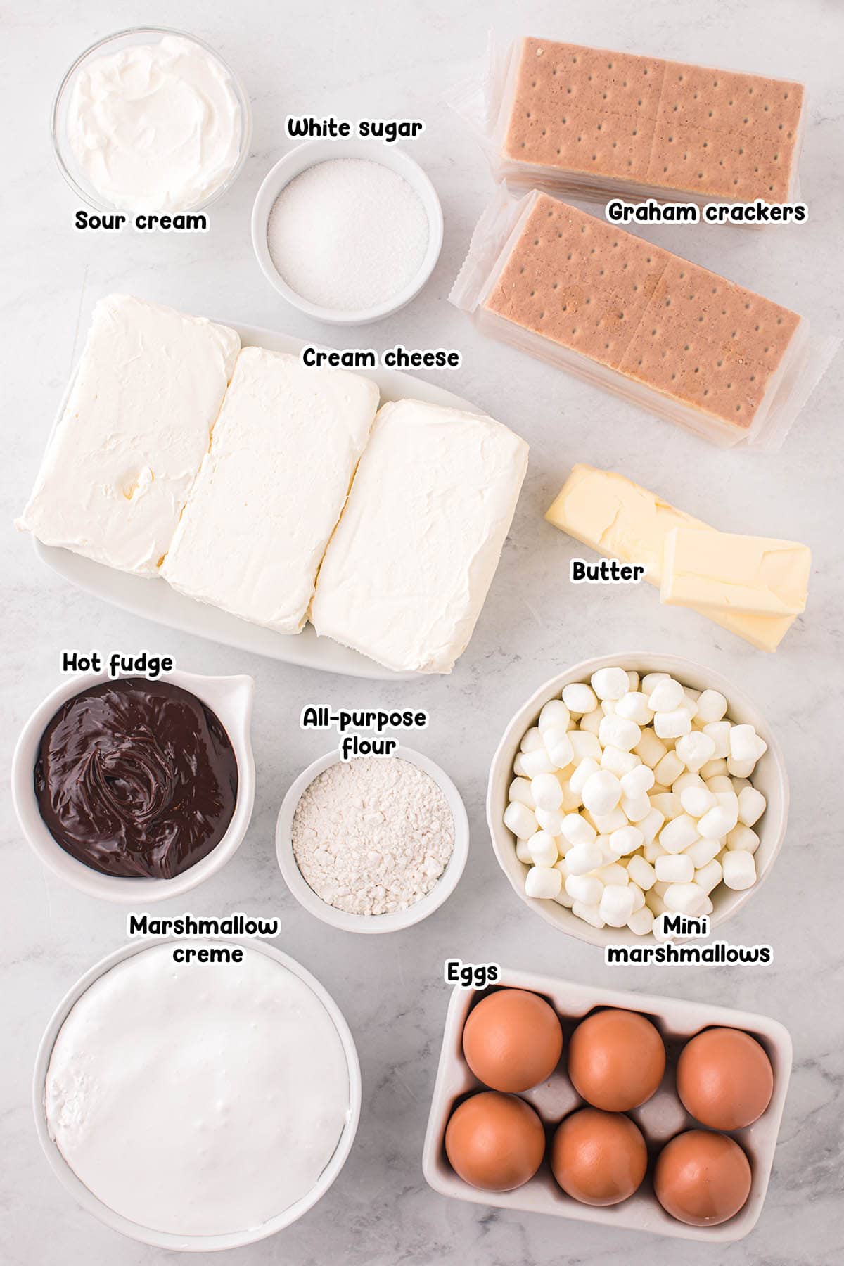 S'mores Cheesecake ingredients