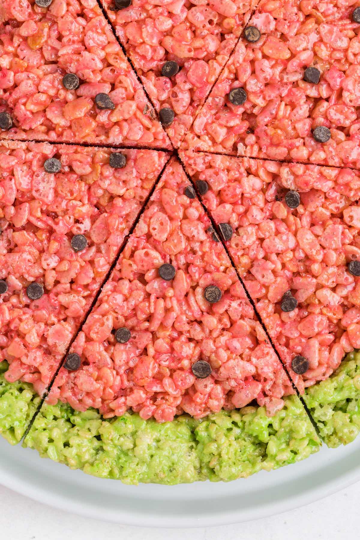 Watermelon Rice Krispie Treats on a plate