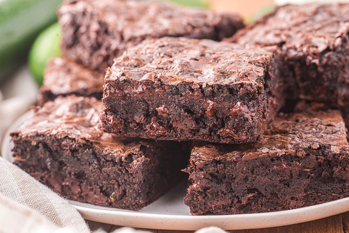 Zucchini Brownies on a plate