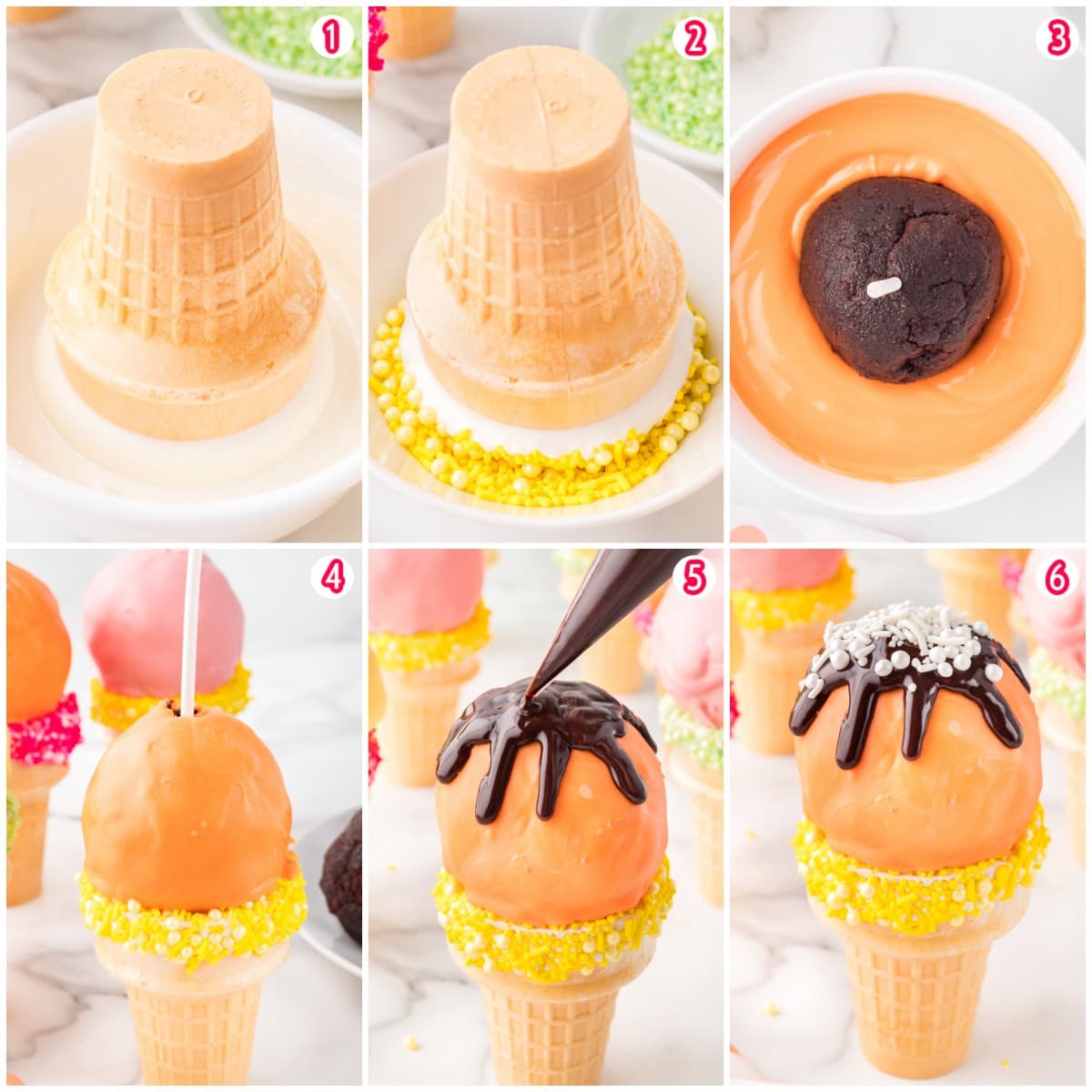Ice Cream Cake Pops collage process