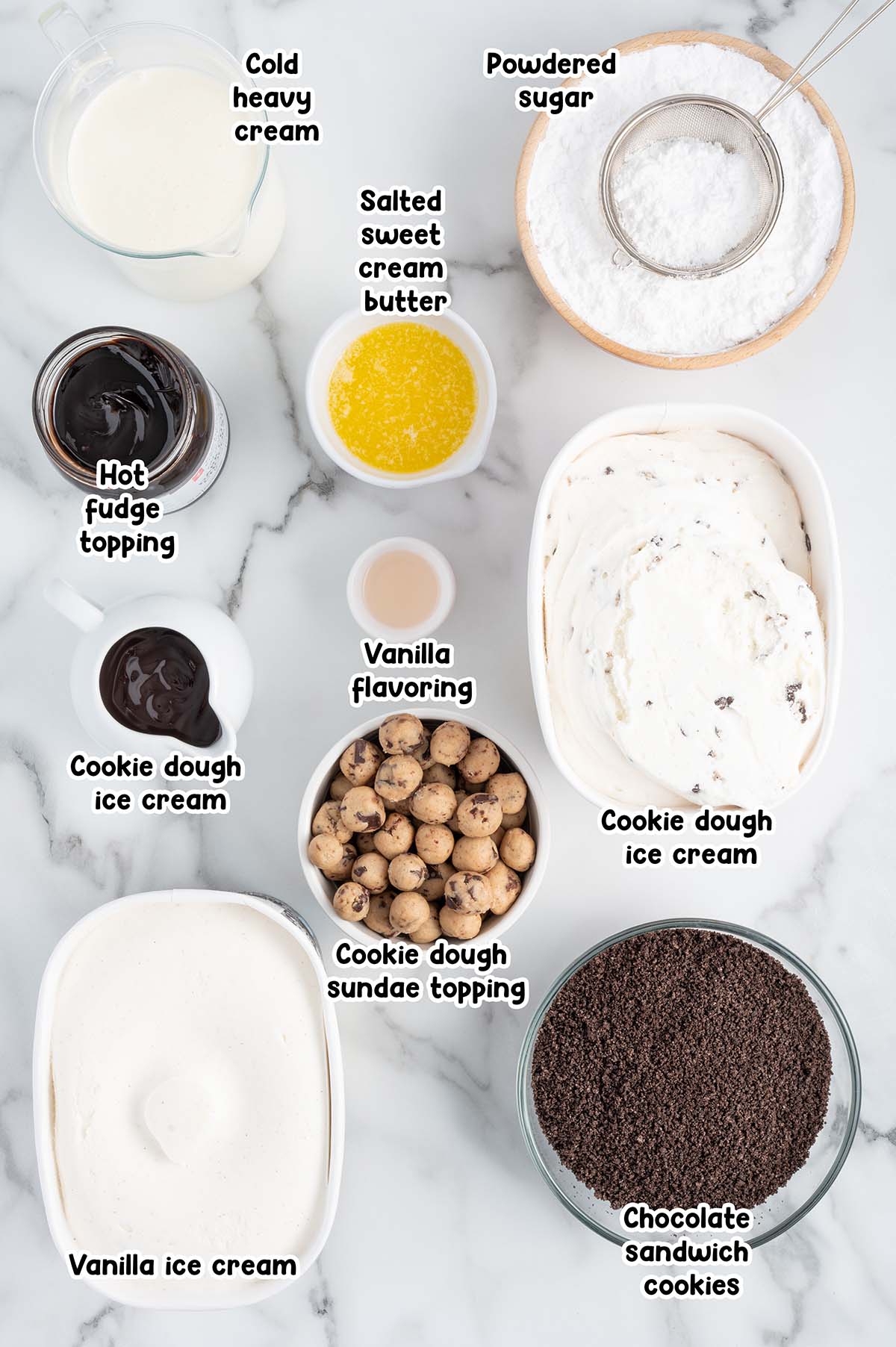 Cookie Dough Ice Cream Cake ingredients