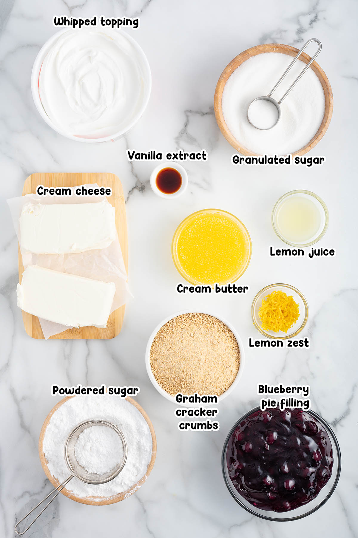Lemon Blueberry Dessert ingredients