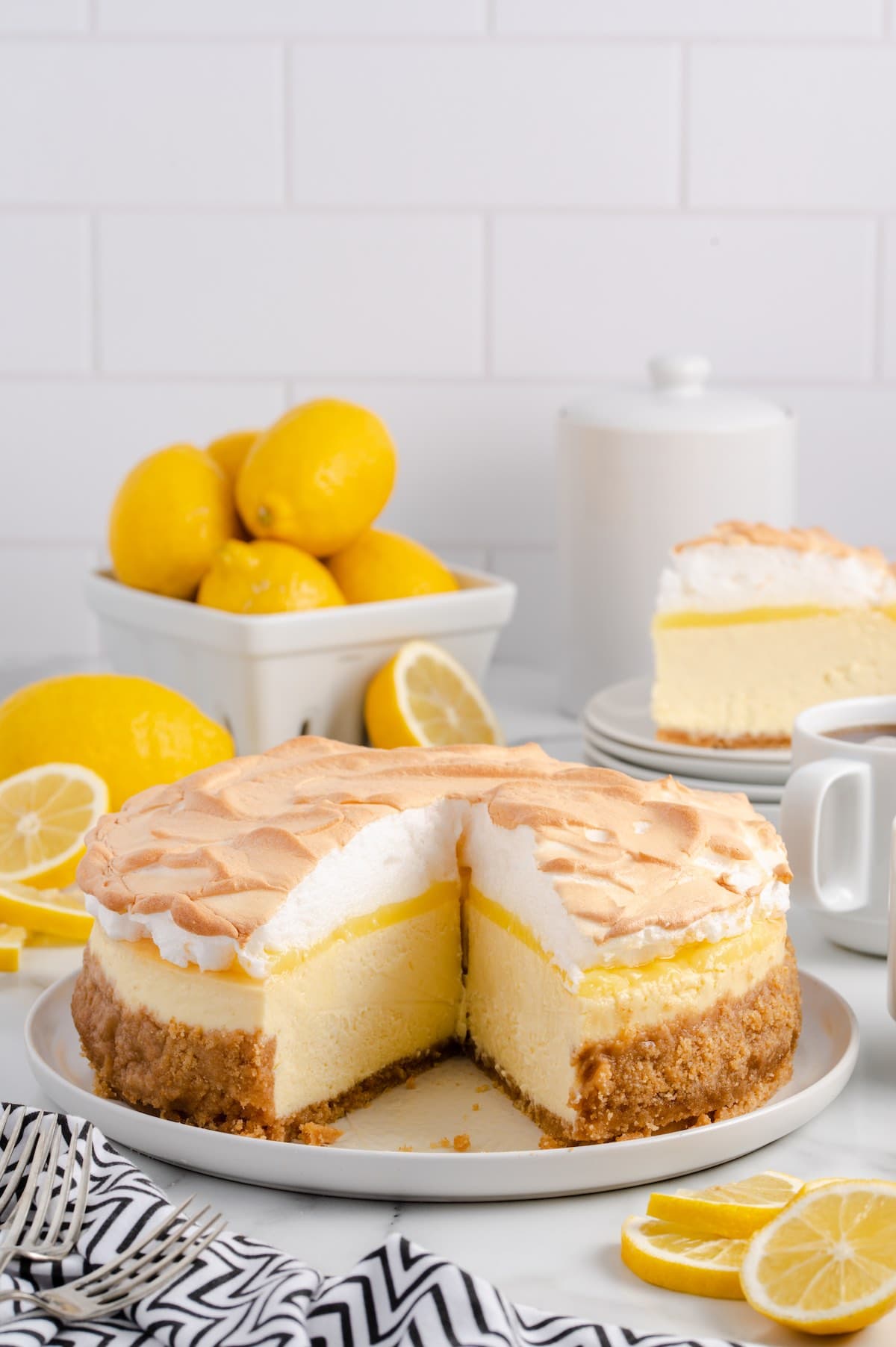 Lemon Meringue Cheesecake on a plate
