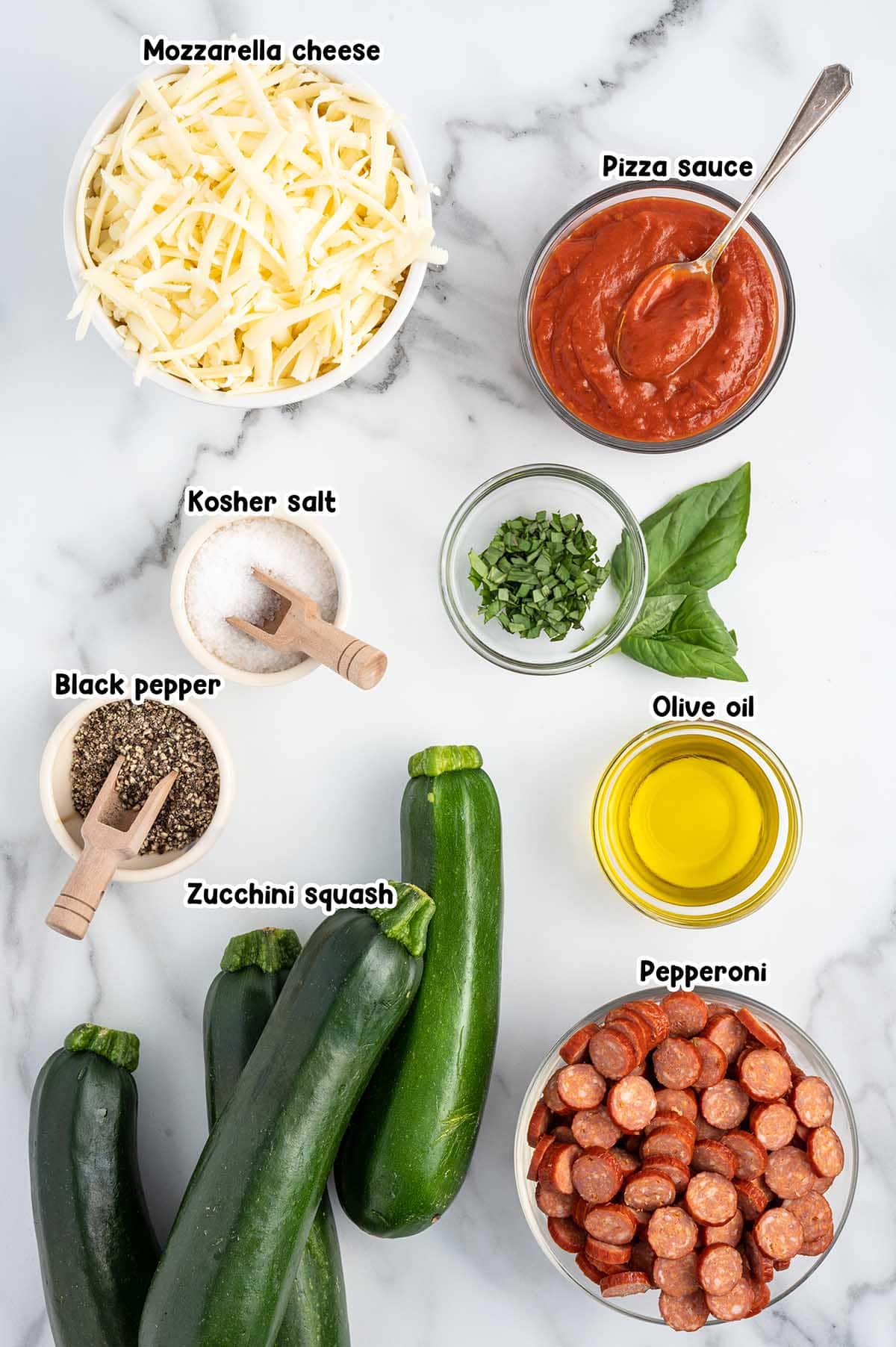 Pizza Zucchini Boats ingredients