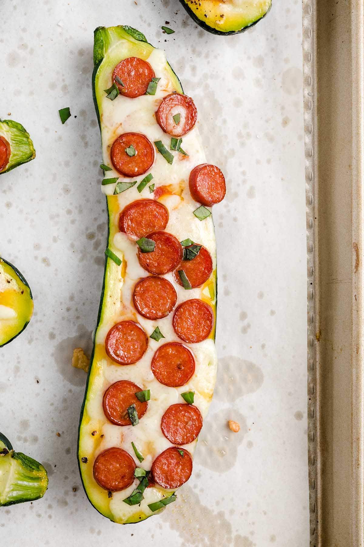 Pizza Zucchini Boats with  cheese