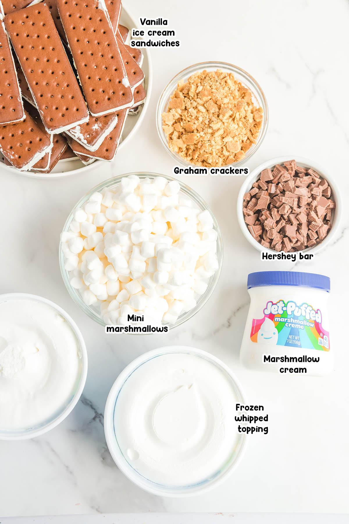S'mores Ice Cream Sandwich Cake ingredients