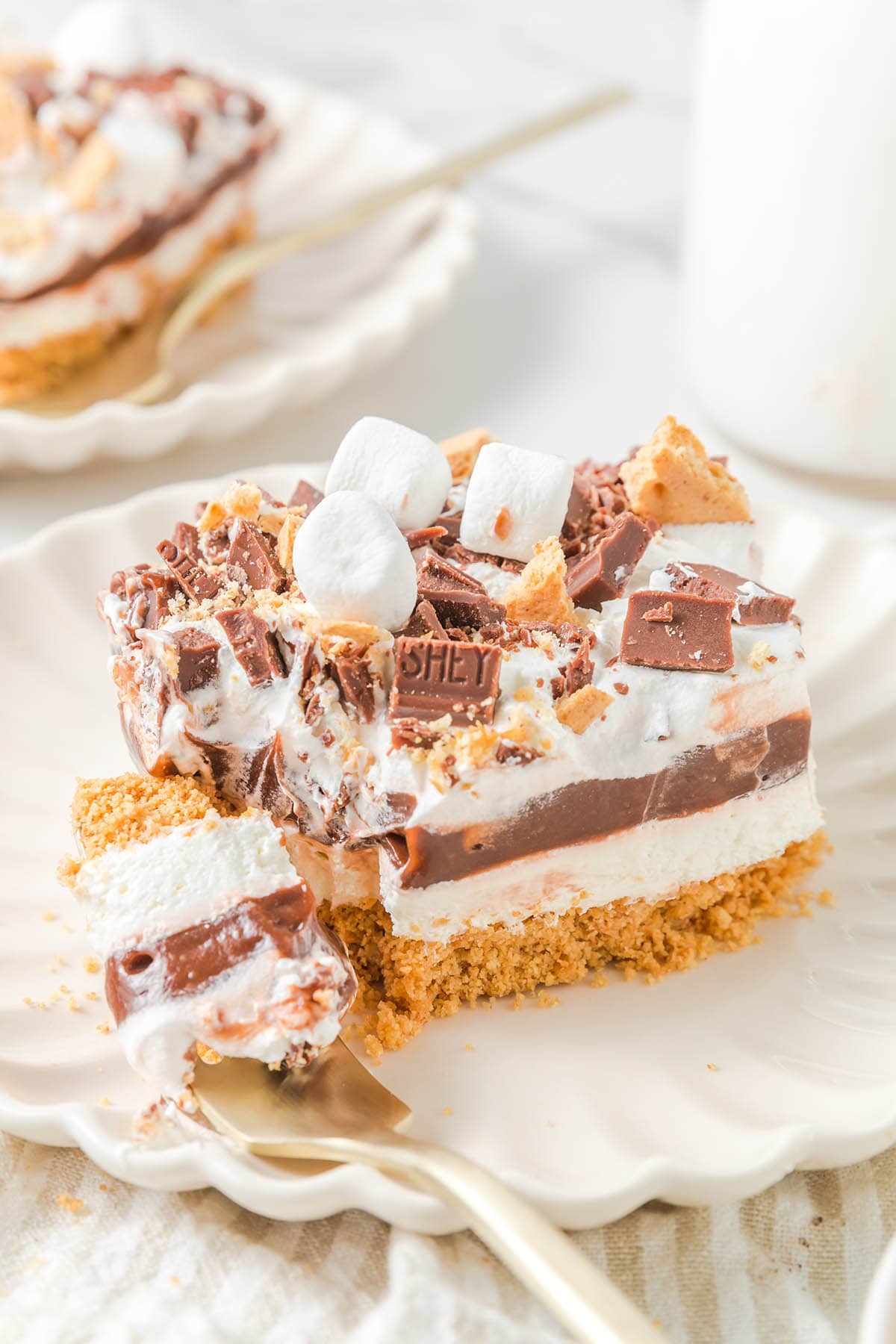 S'mores Lush Cake on a plate