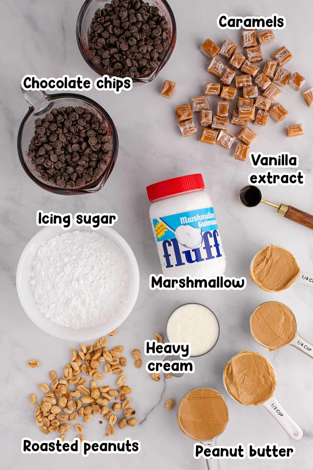 Homemade Snicker Bars ingredients