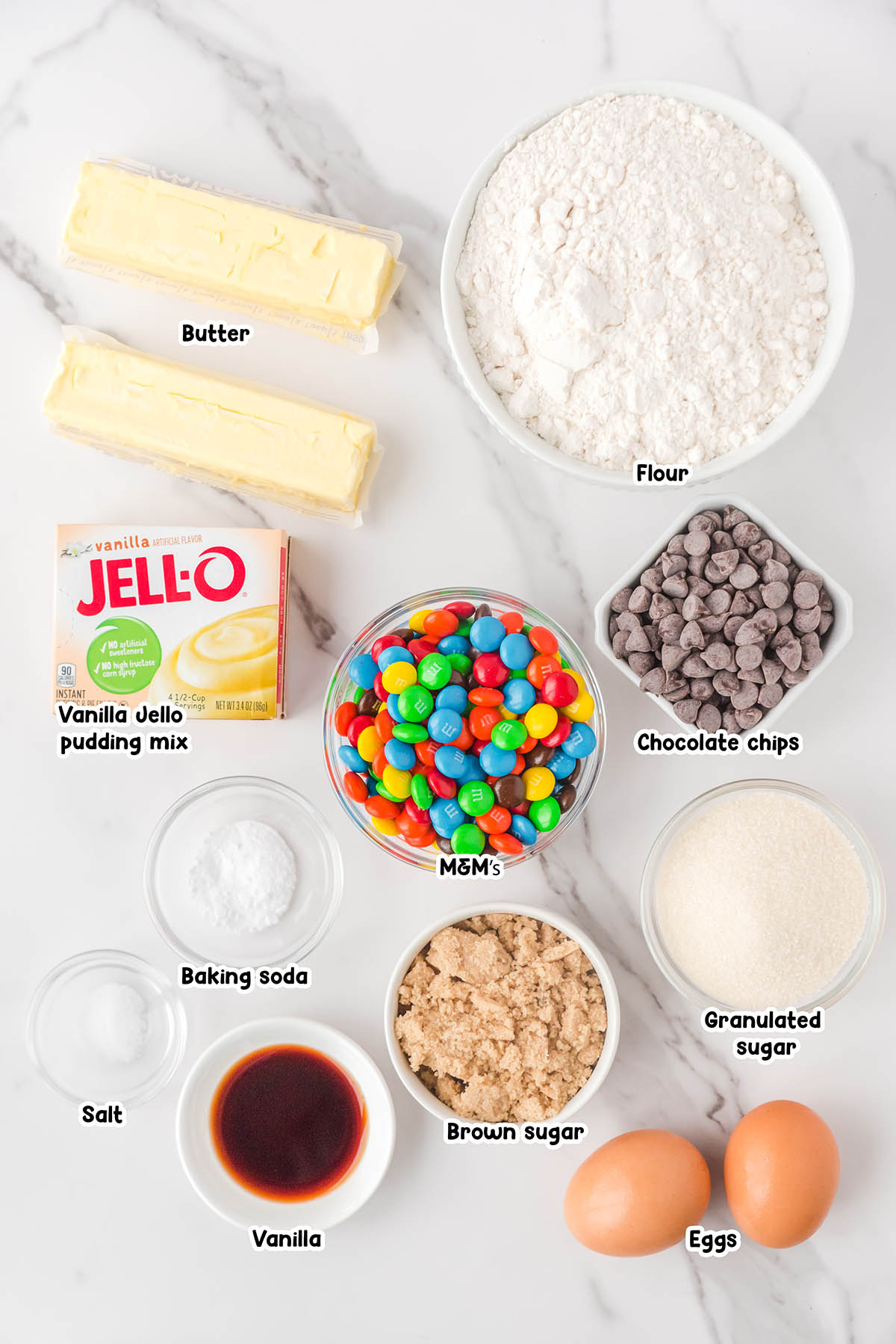 M&M Cookies ingredients