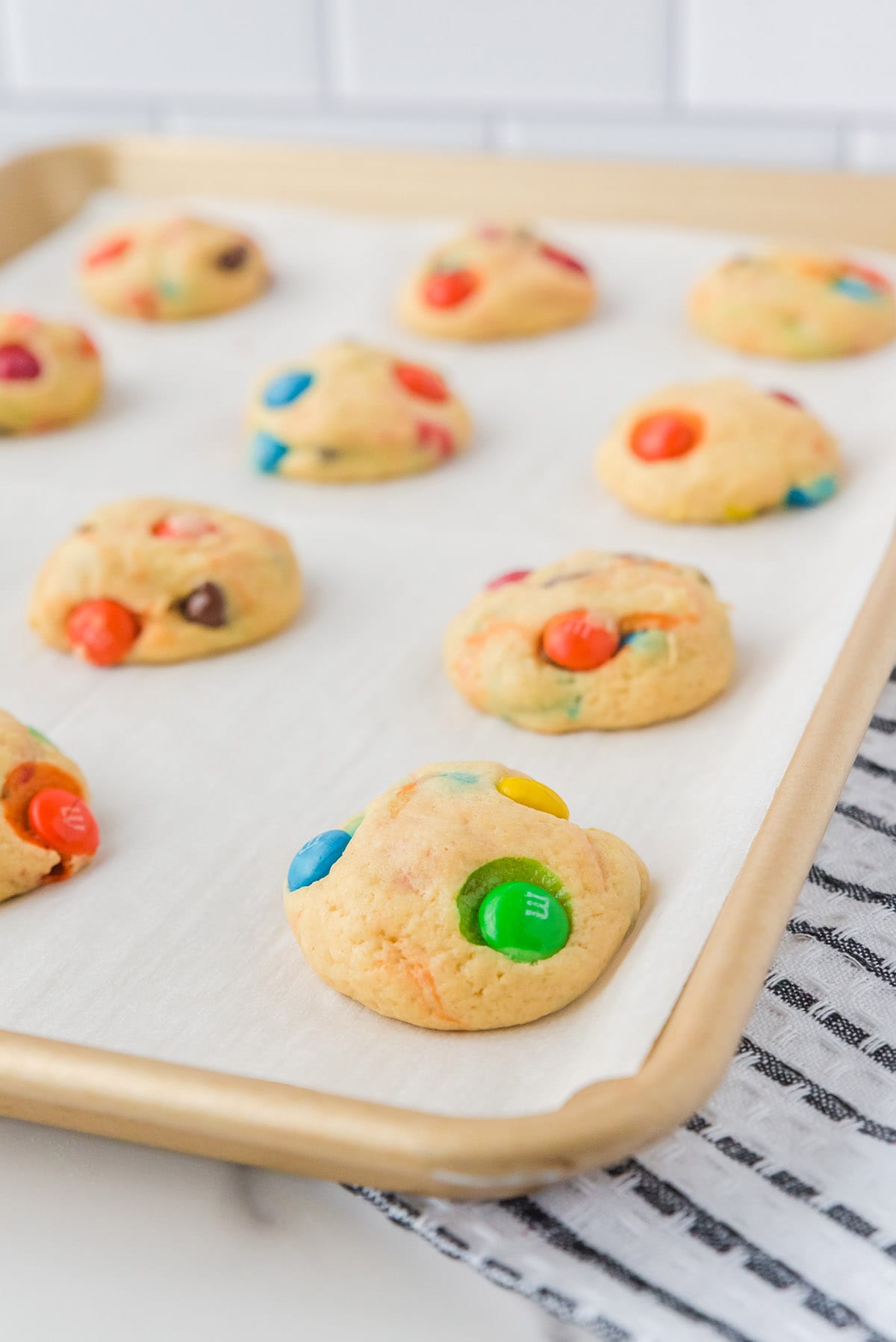 M&M Cookies on a table