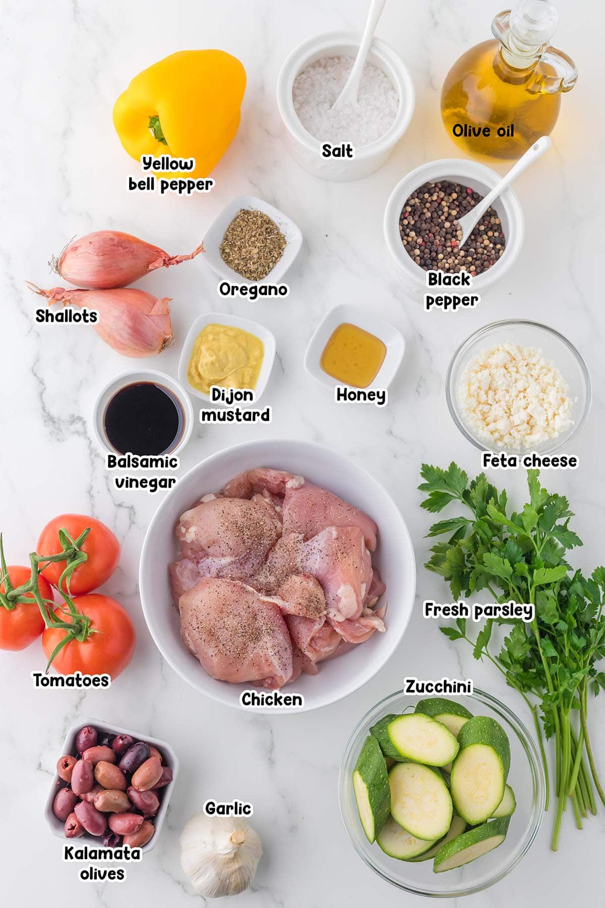 Greek Sheet Pan Chicken Dinner ingredients