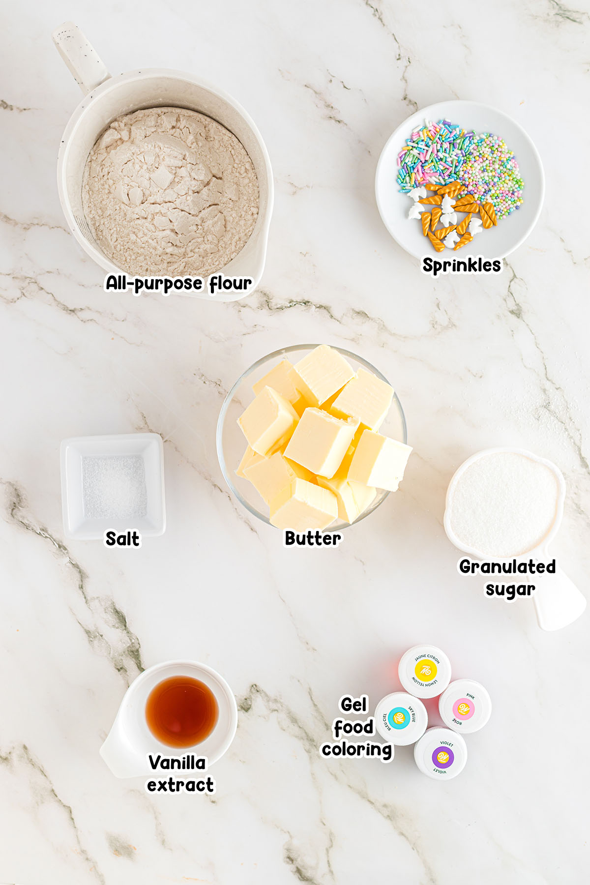 Unicorn Sugar Cookies ingredients