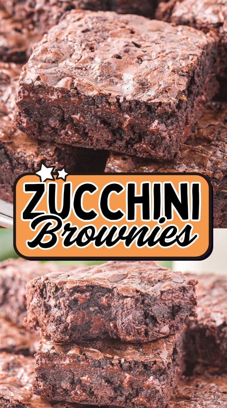 Close up of fudgy Zucchini Brownies in a stack