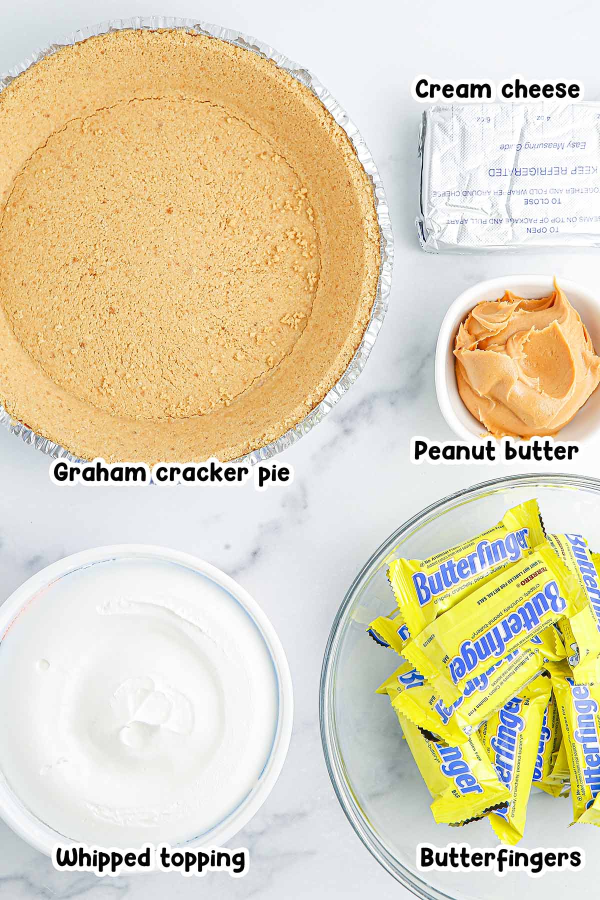 Butterfinger Pie ingredients
