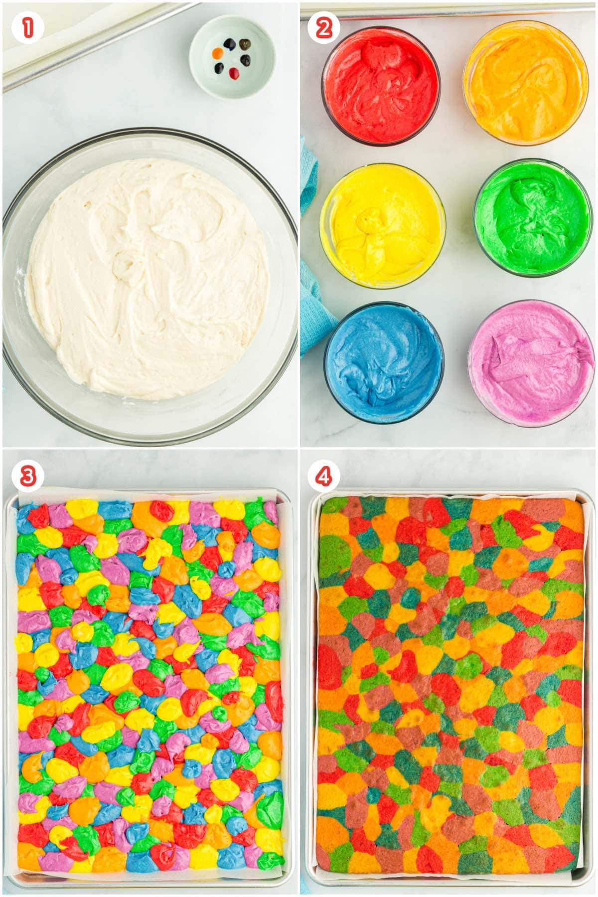 Rainbow Sheet Cake collage 1