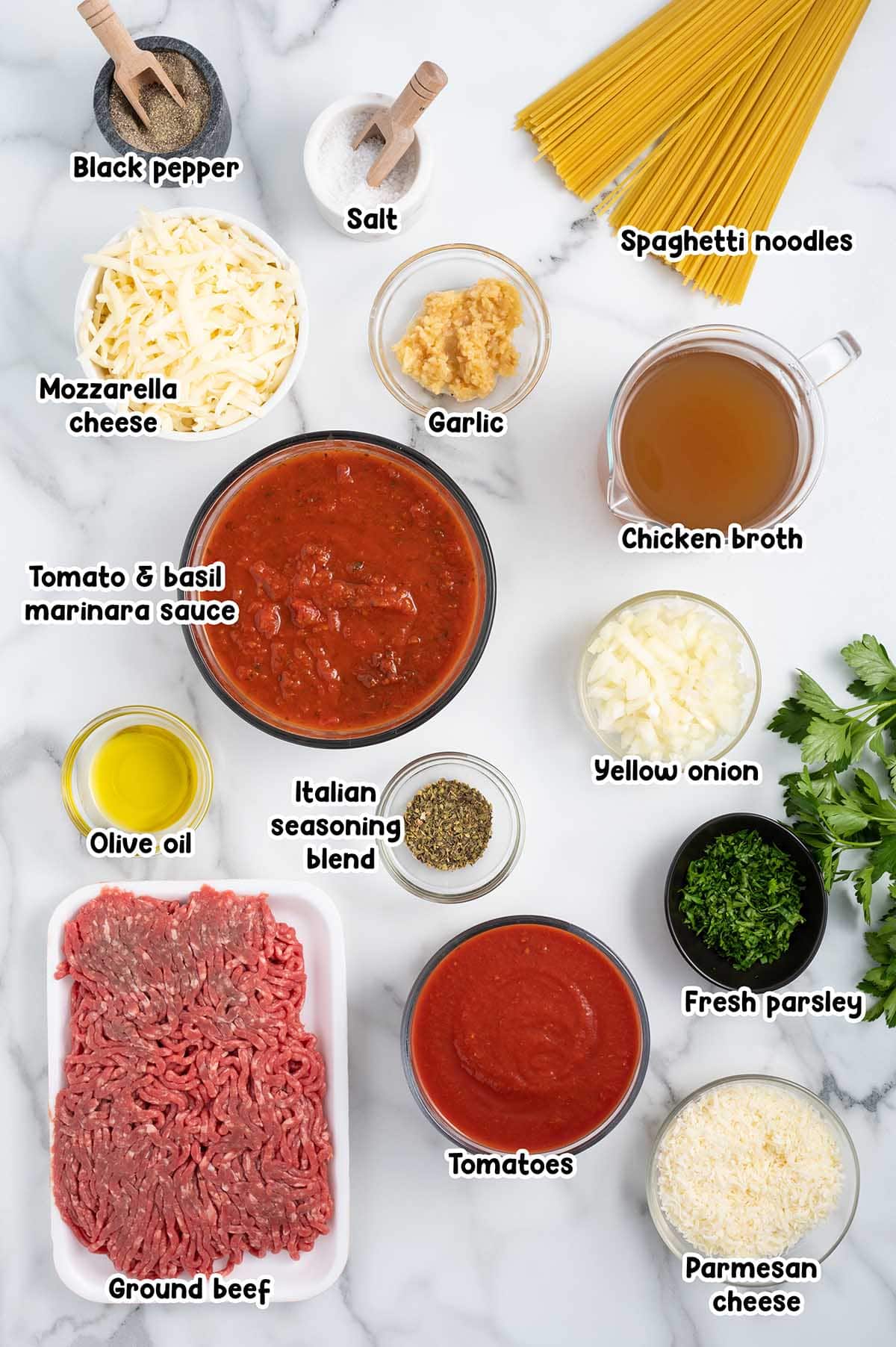 Crock Pot Spaghetti ingredients