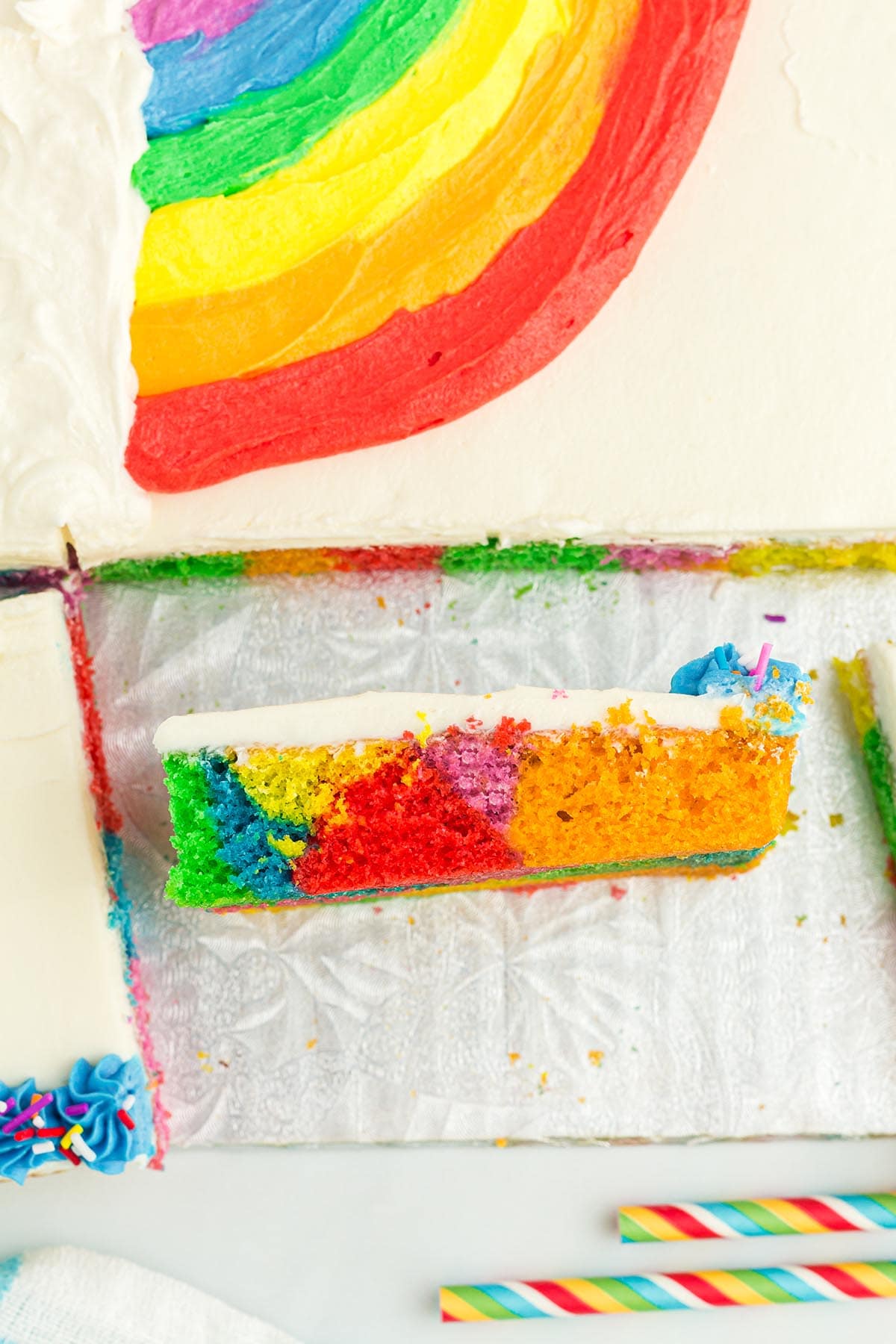 colorful rainbow sheet cake