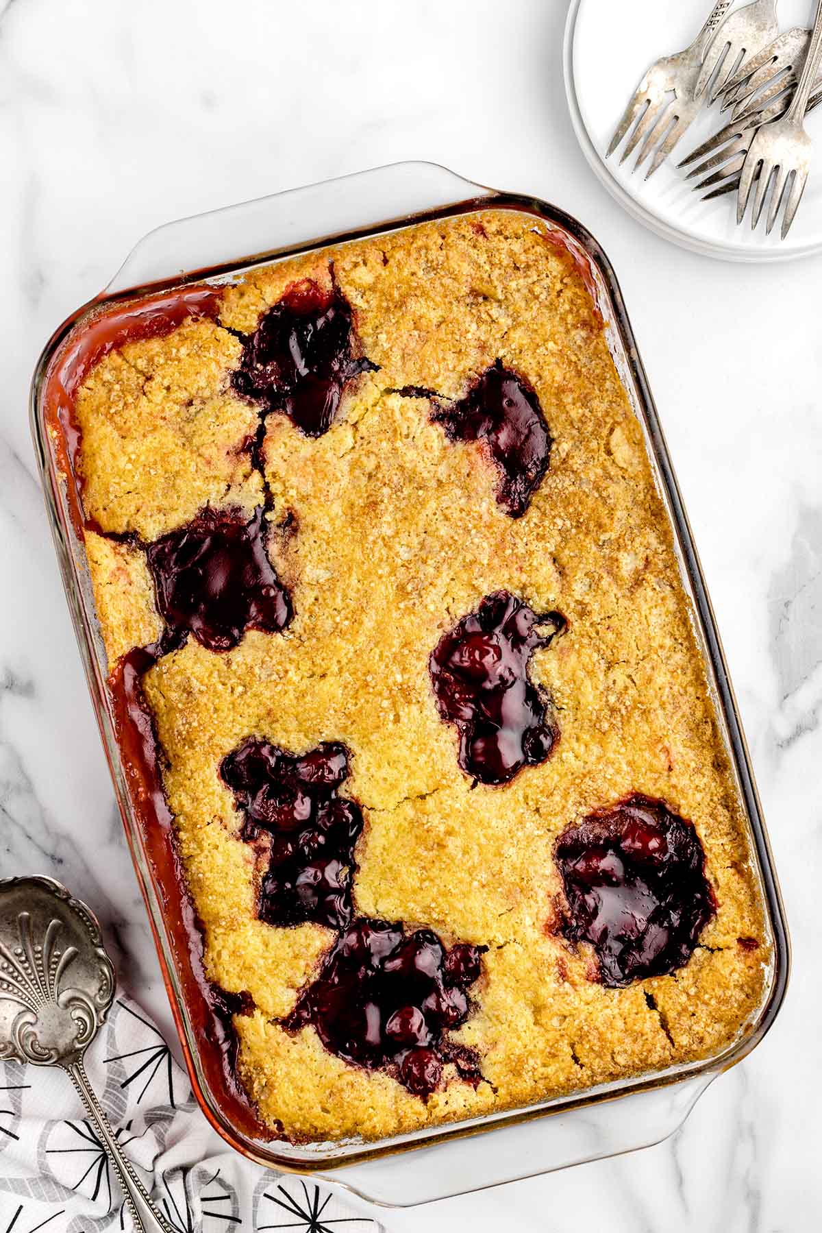 7up Cherry Cobbler in a baking dish