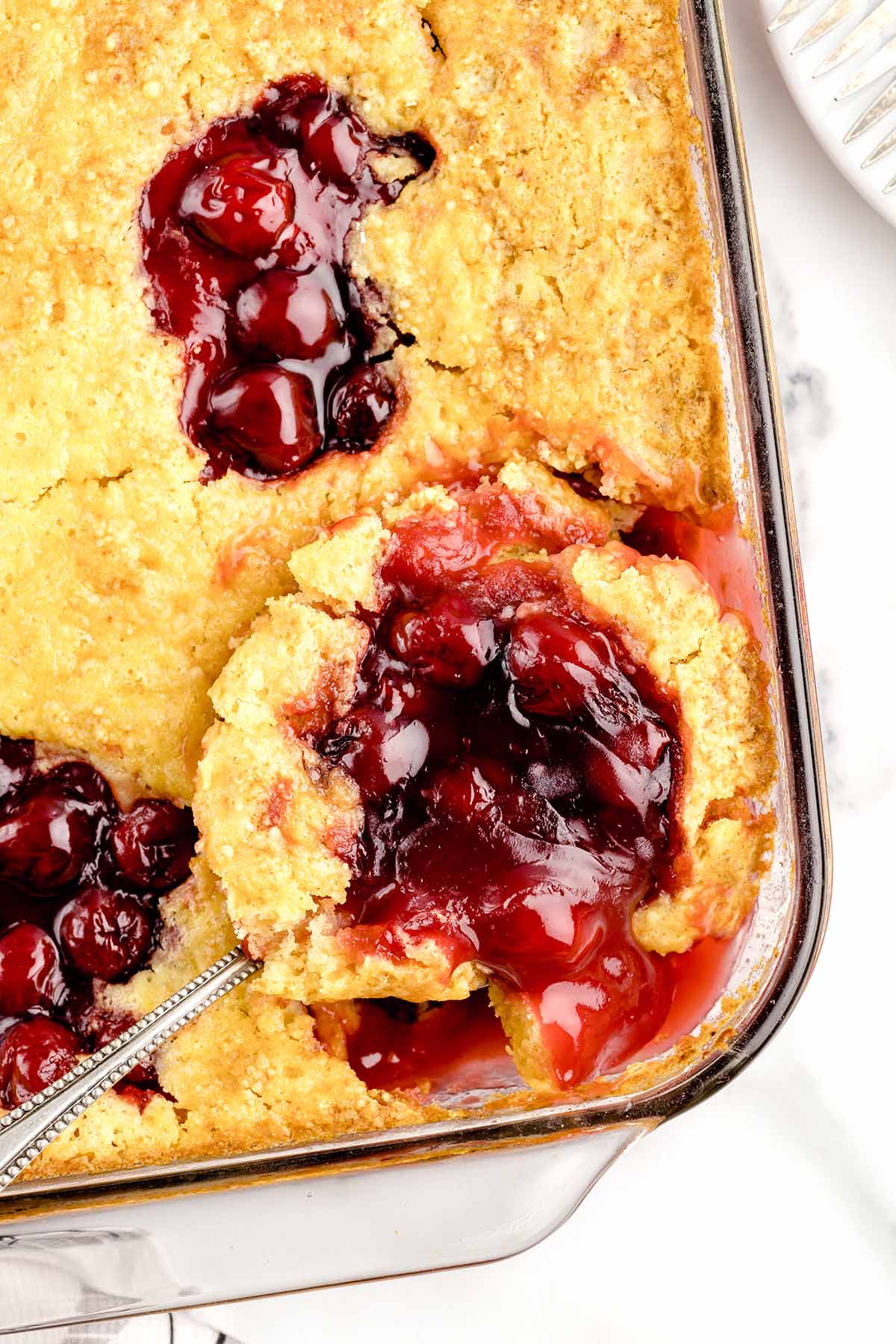 7up Cherry Cobbler on a white table