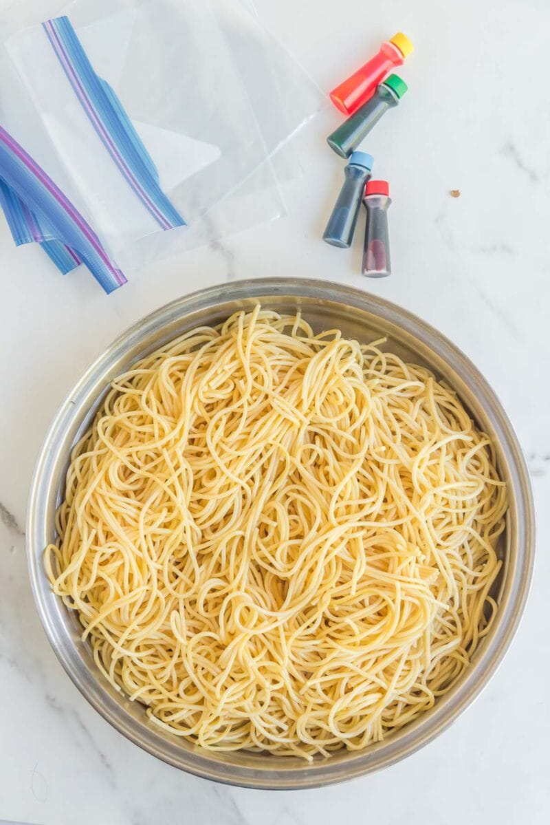 step 1 of Rainbow Spaghetti