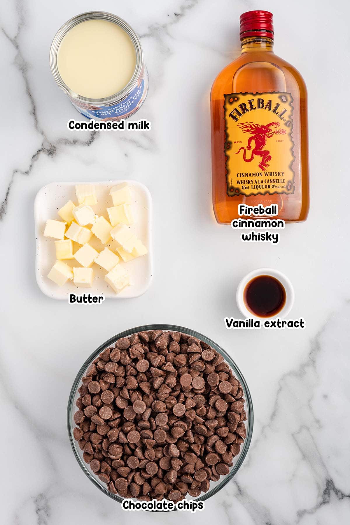 Fireball Fudge ingredients