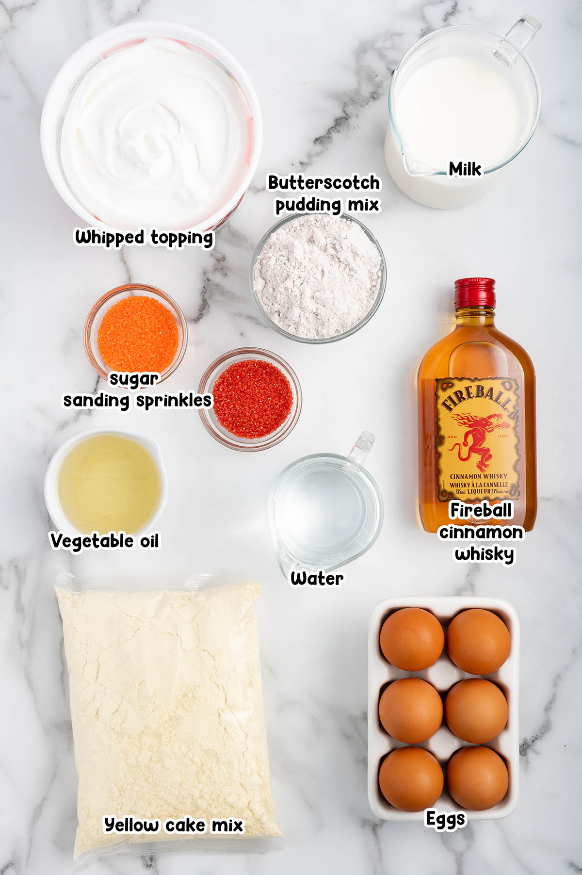 Fireball Poke Cake ingredients