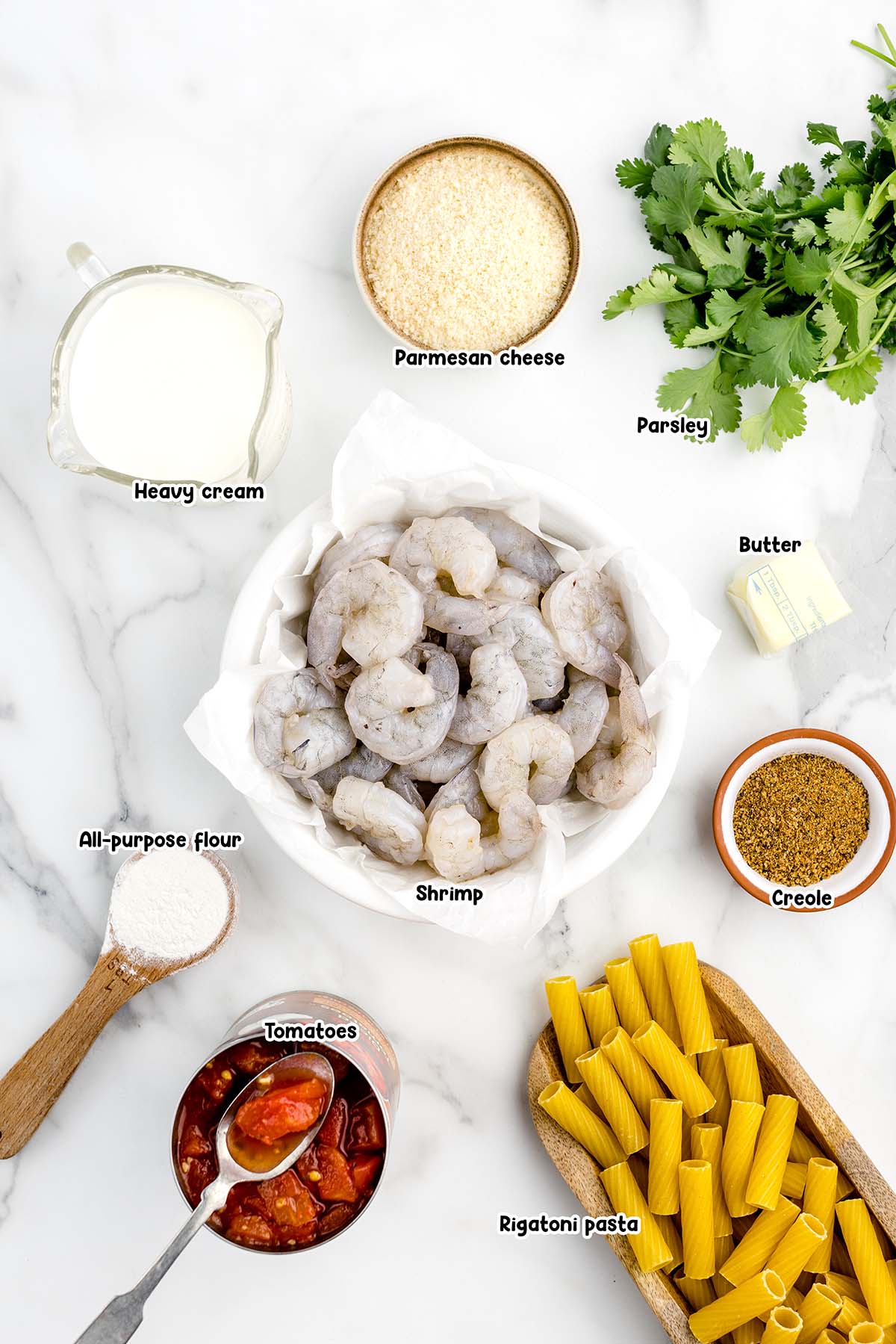 Cajun Shrimp Pasta ingredients