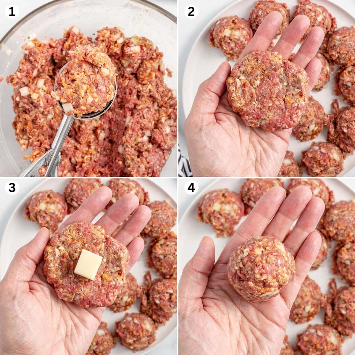 the process of making Cheese Stuffed Meatballs 1