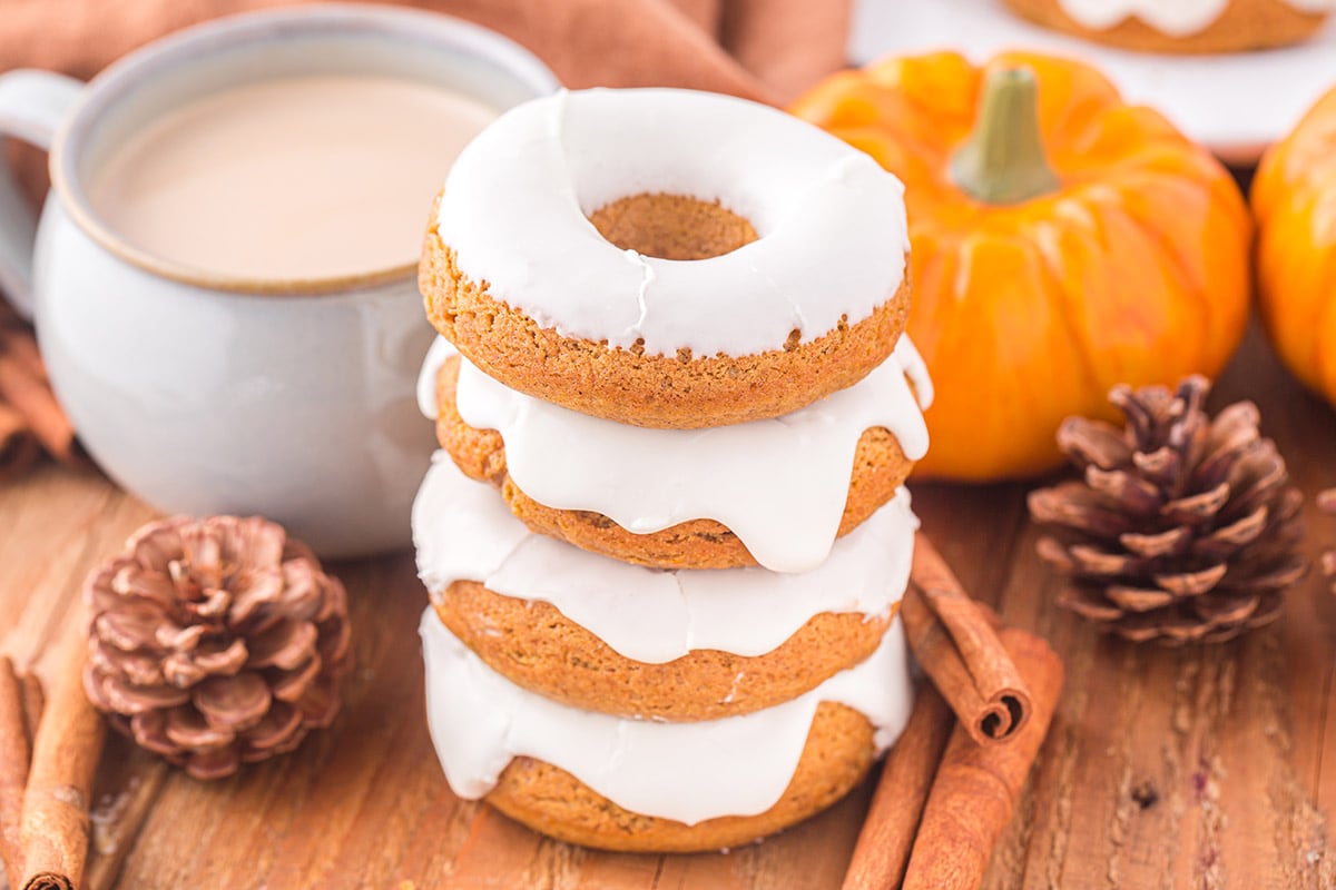 Pumpkin Donuts on a table