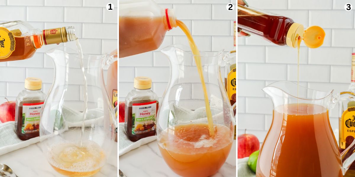 Adding the ingredients into a pitcher.