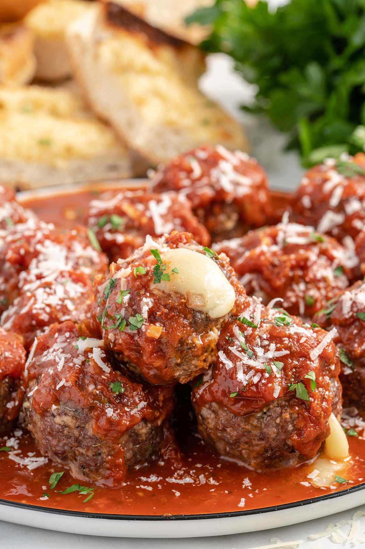 Cheese Stuffed Meatballs on a plate