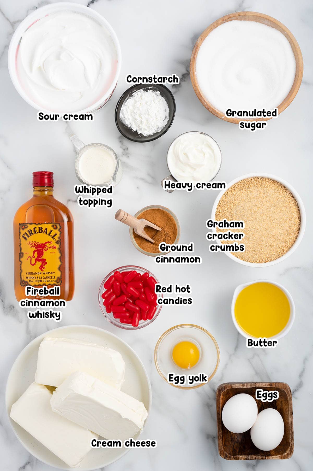 Fireball Cheesecake ingredients