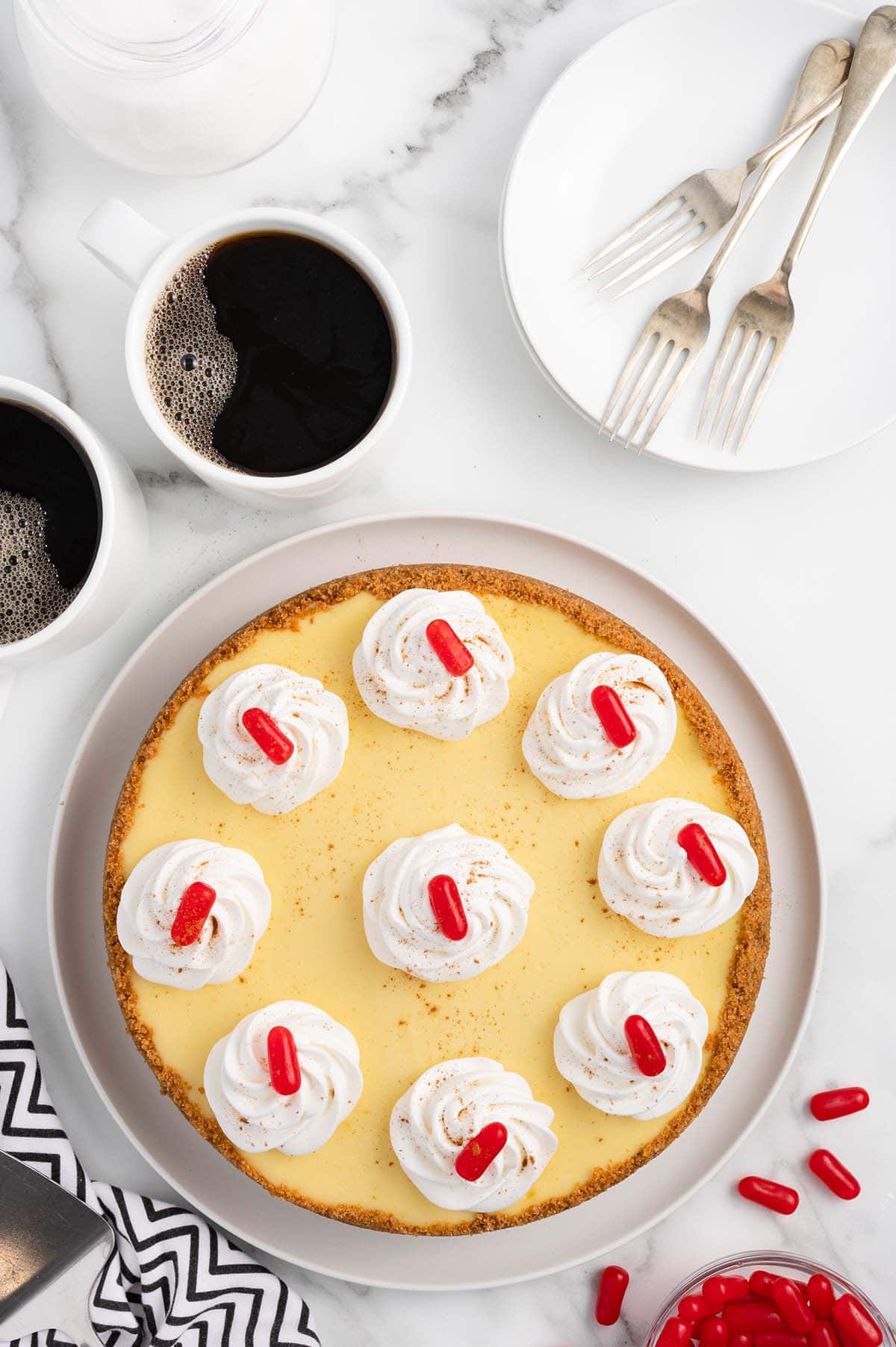 fireball cheesecake with whipped topping