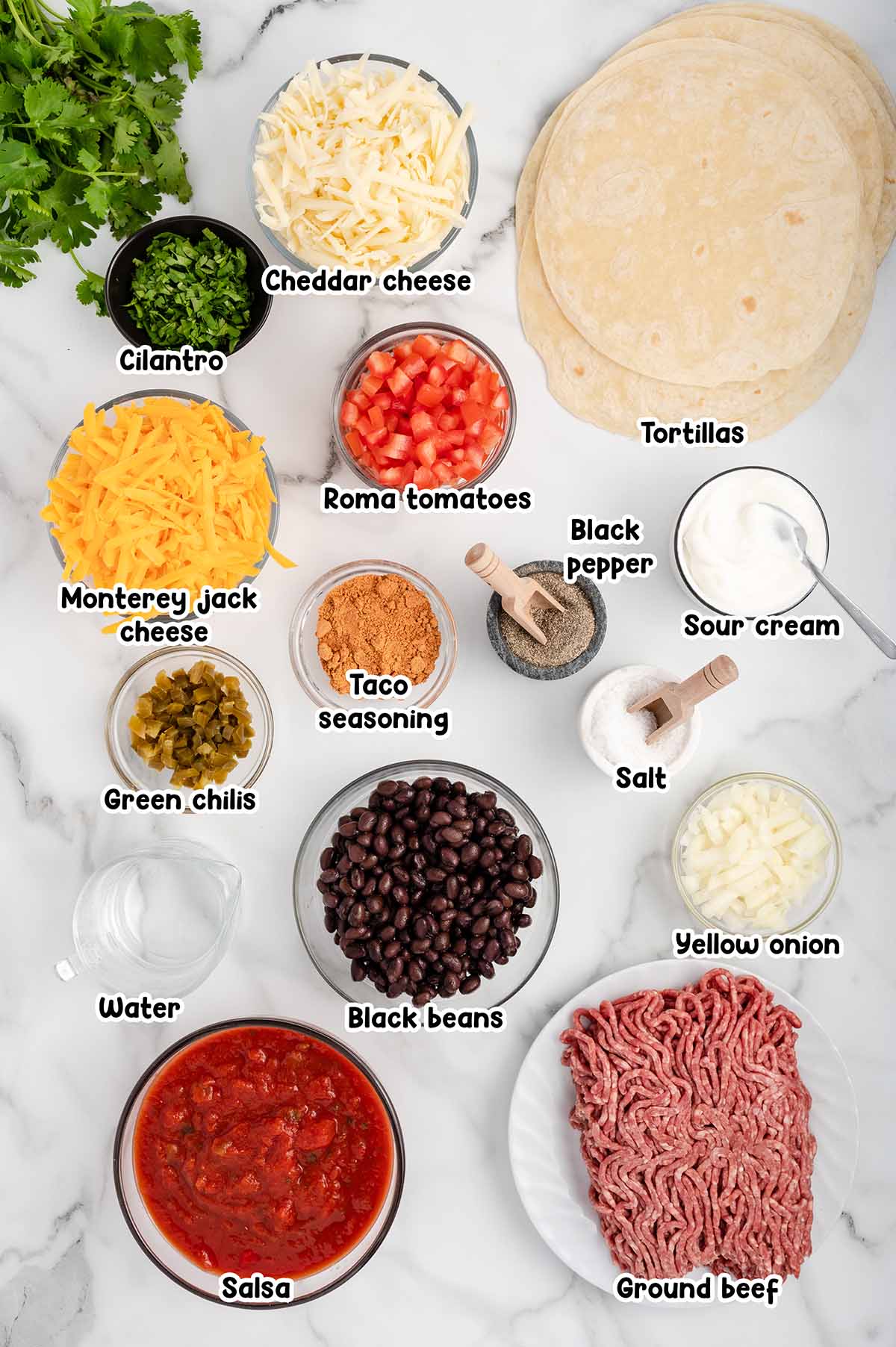 Mexican Lasagna ingredients
