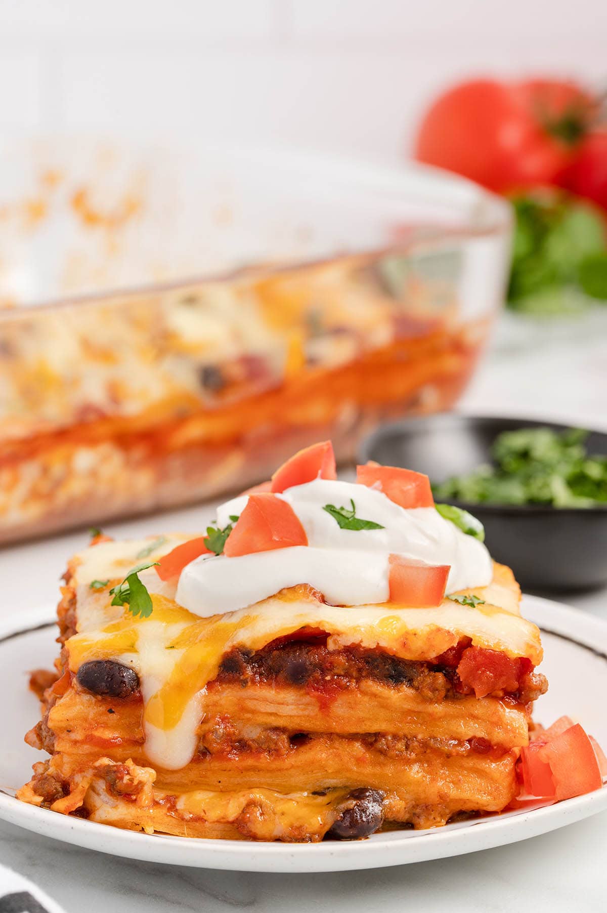 Mexican Lasagna on a plate