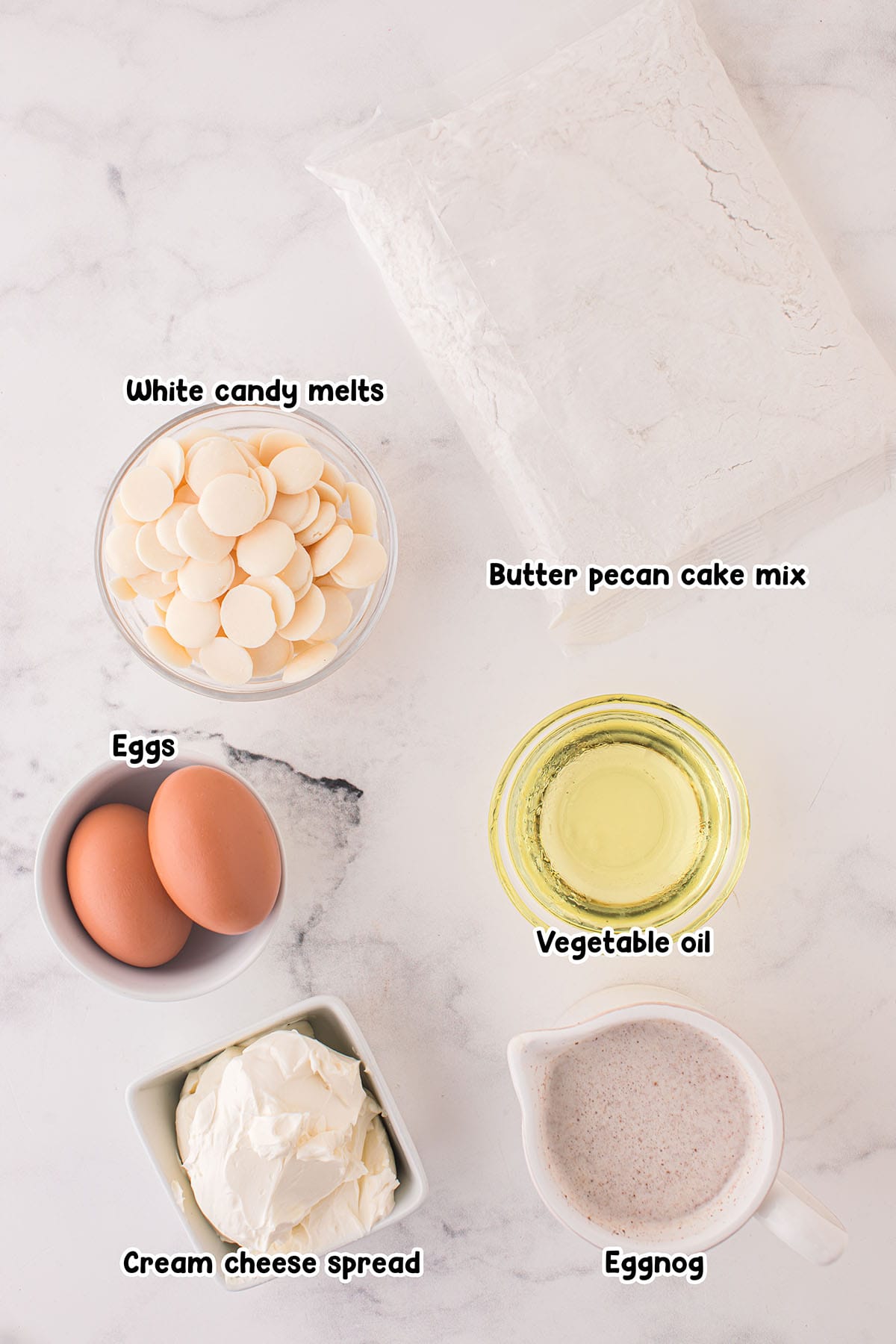 Eggnog Cake Bites ingredients.