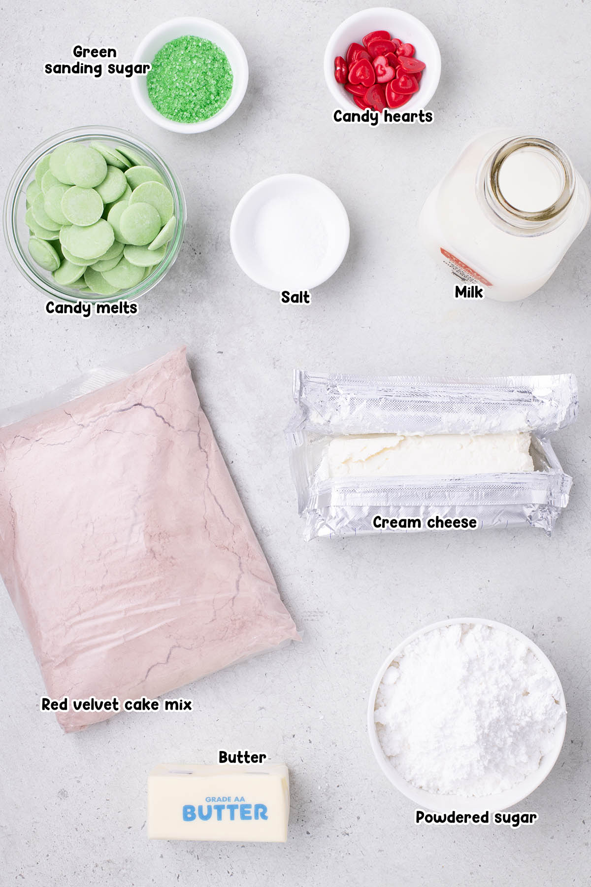 Grinch Cake Pops ingredients.
