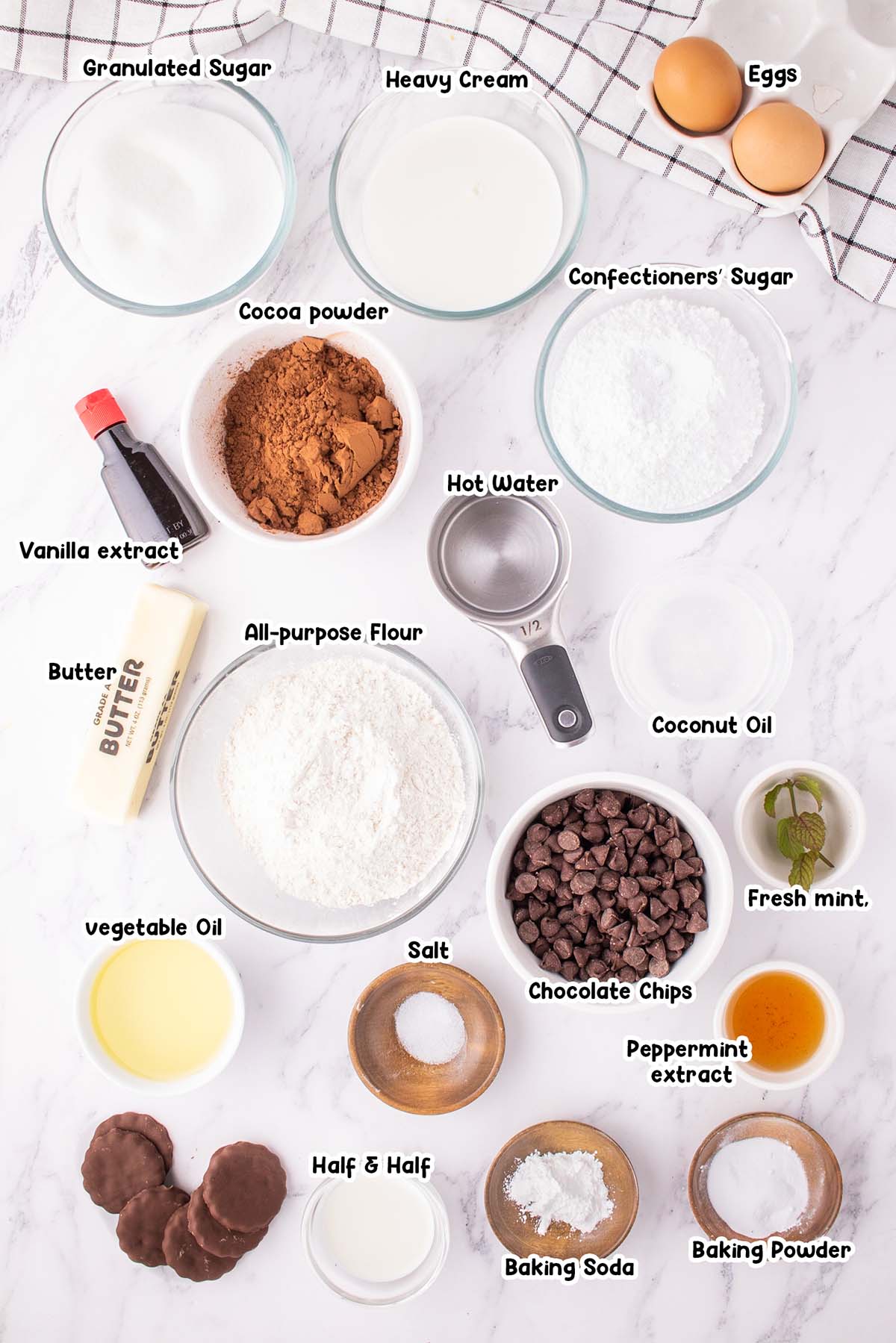 Thin Mint Cupcakes ingredients.