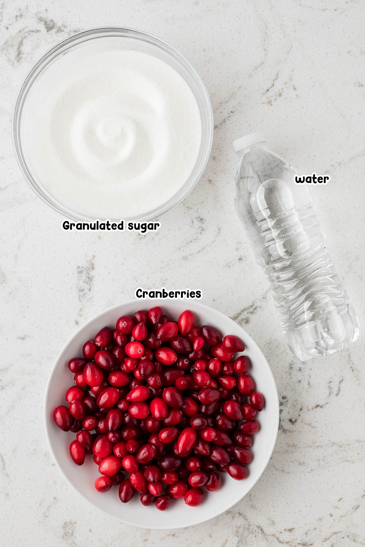 Sugared Cranberries ingredients.