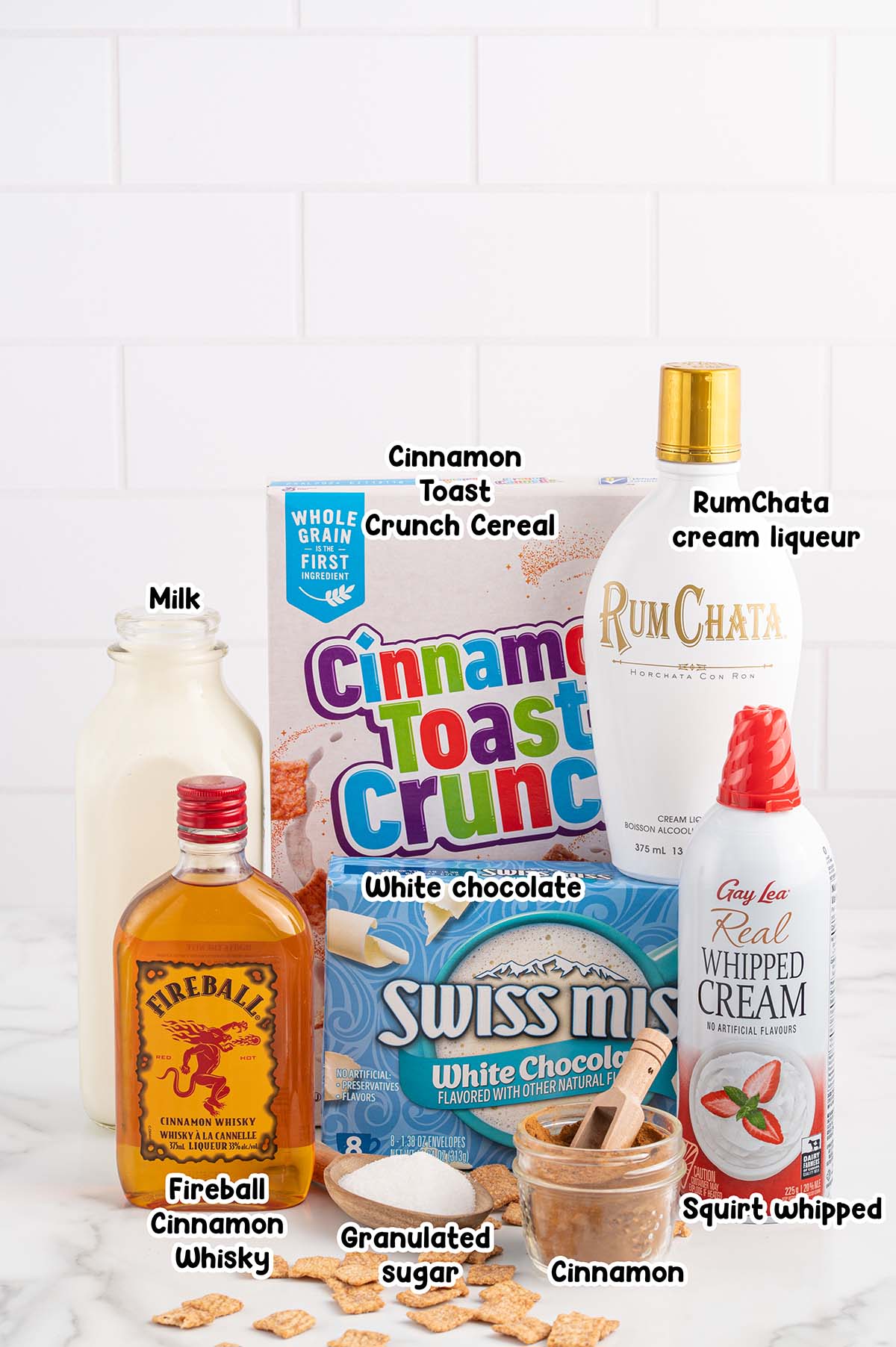 Cinnamon Toast Crunch Cocktail ingredients.