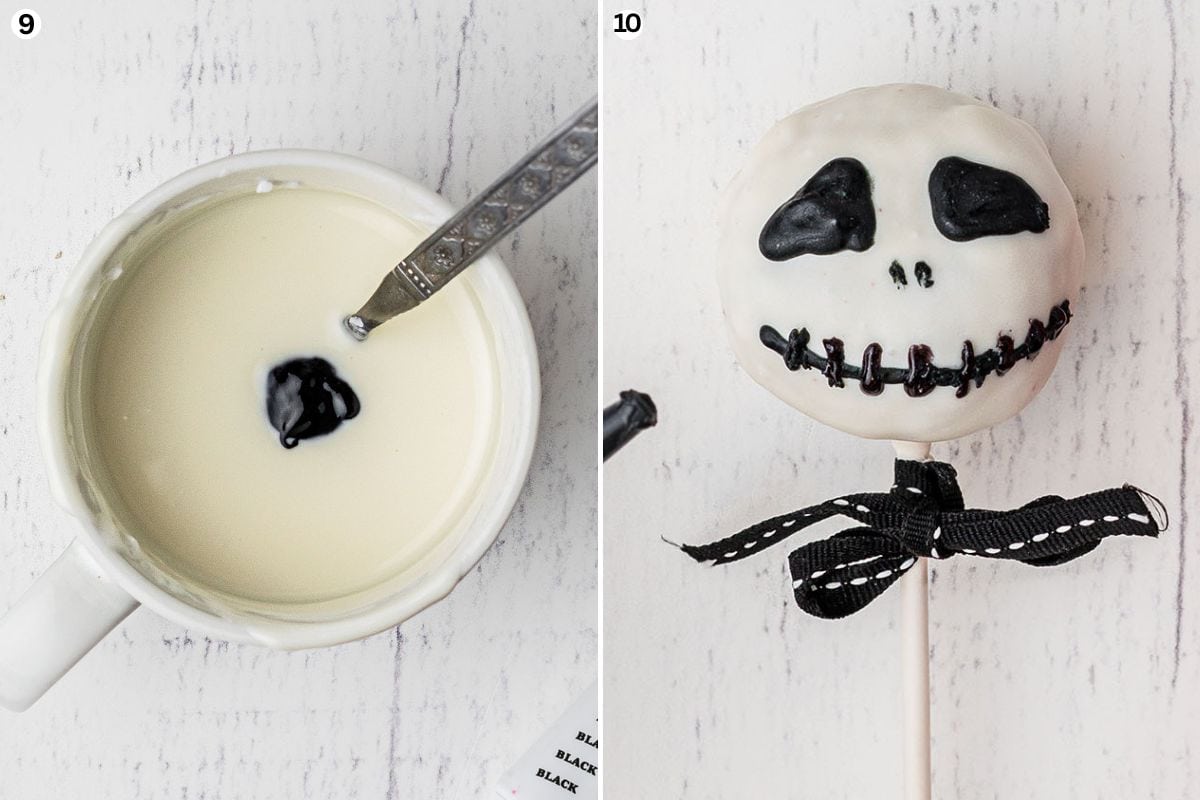 pictorial on how to decorate jake skellington cake pop.