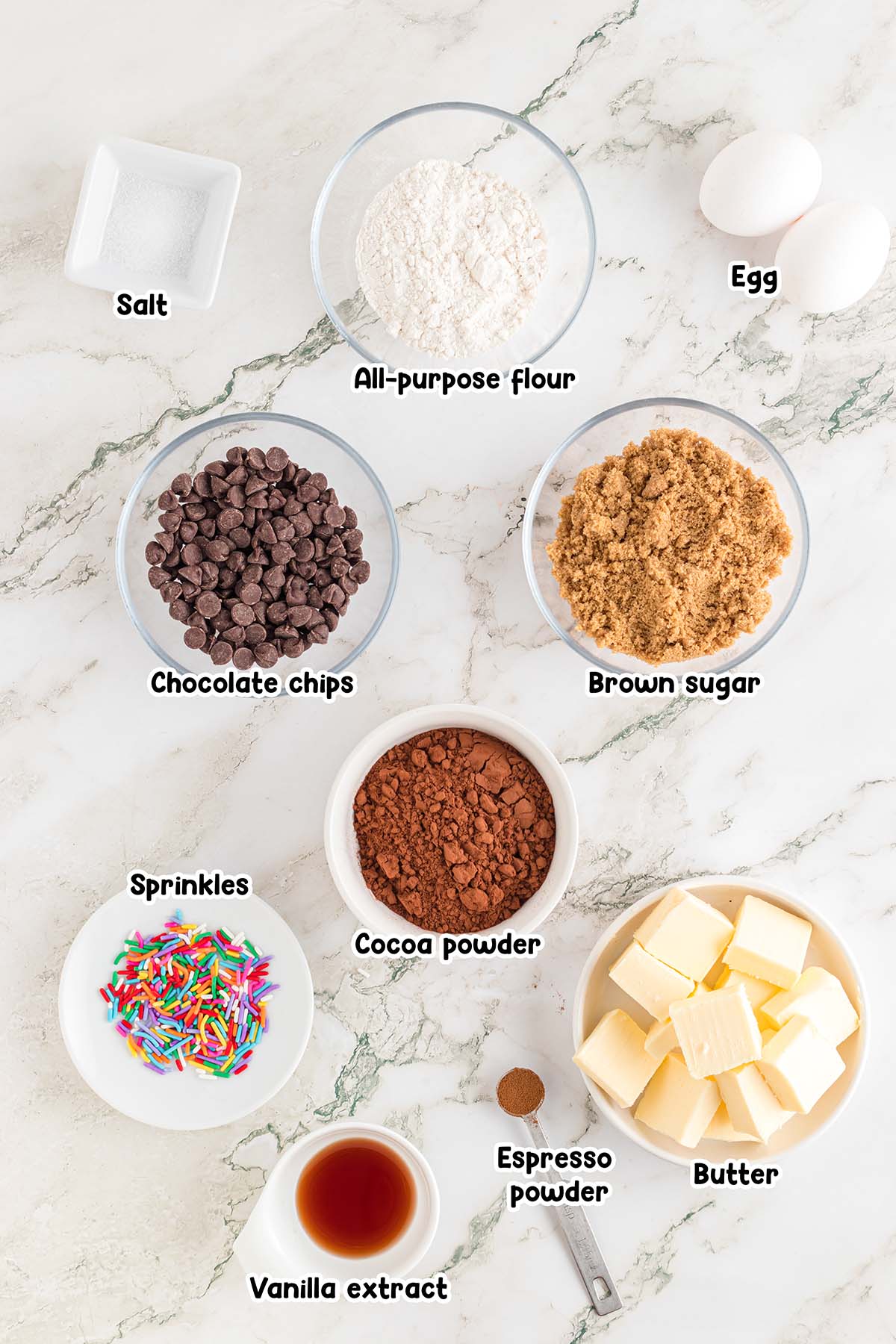 Brownie Bites ingredients.