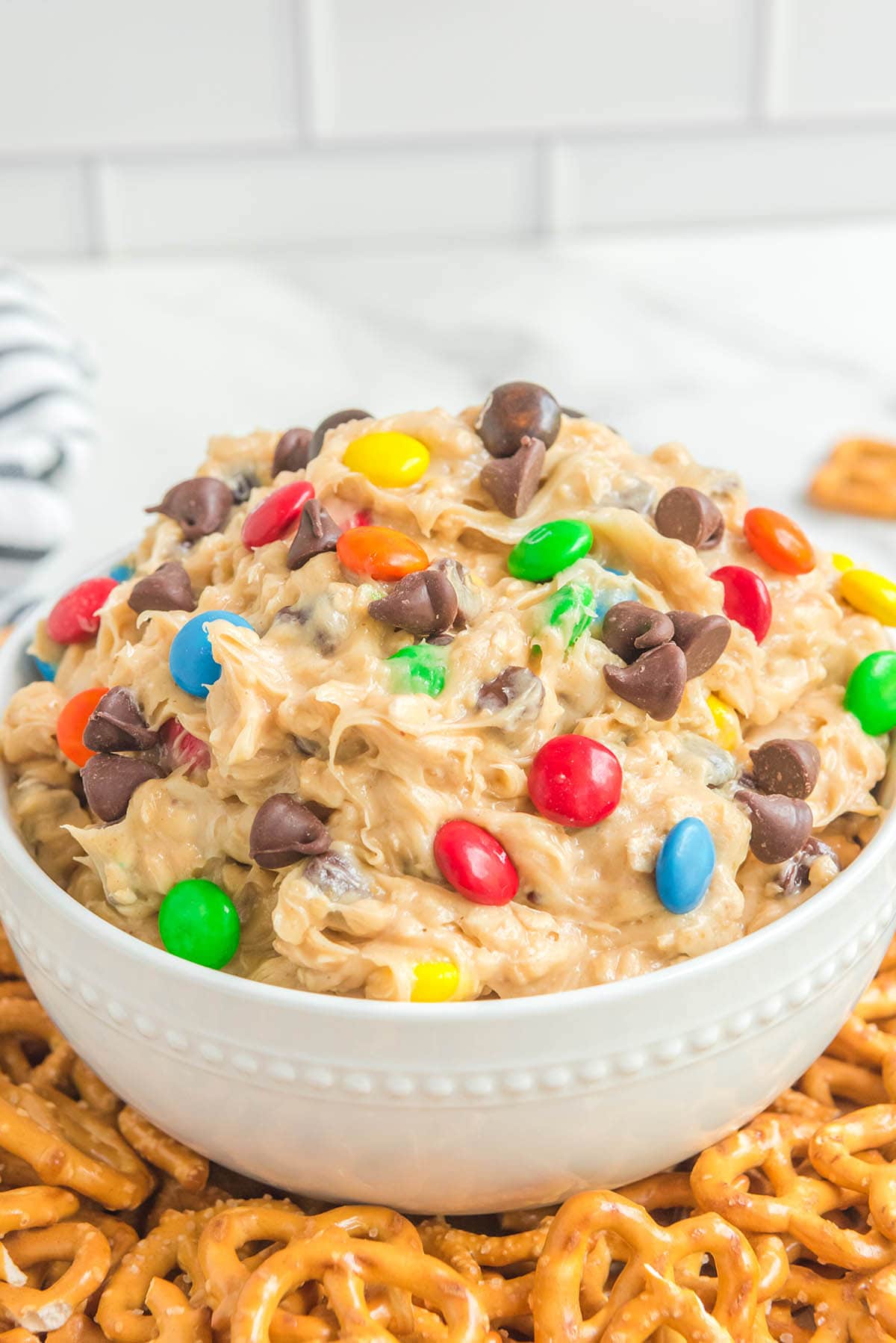 Monster Cookie Dessert Dip in a large bowl.