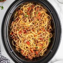crockpot taco spaghetti.