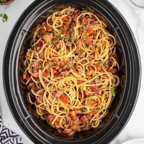 crockpot taco spaghetti.