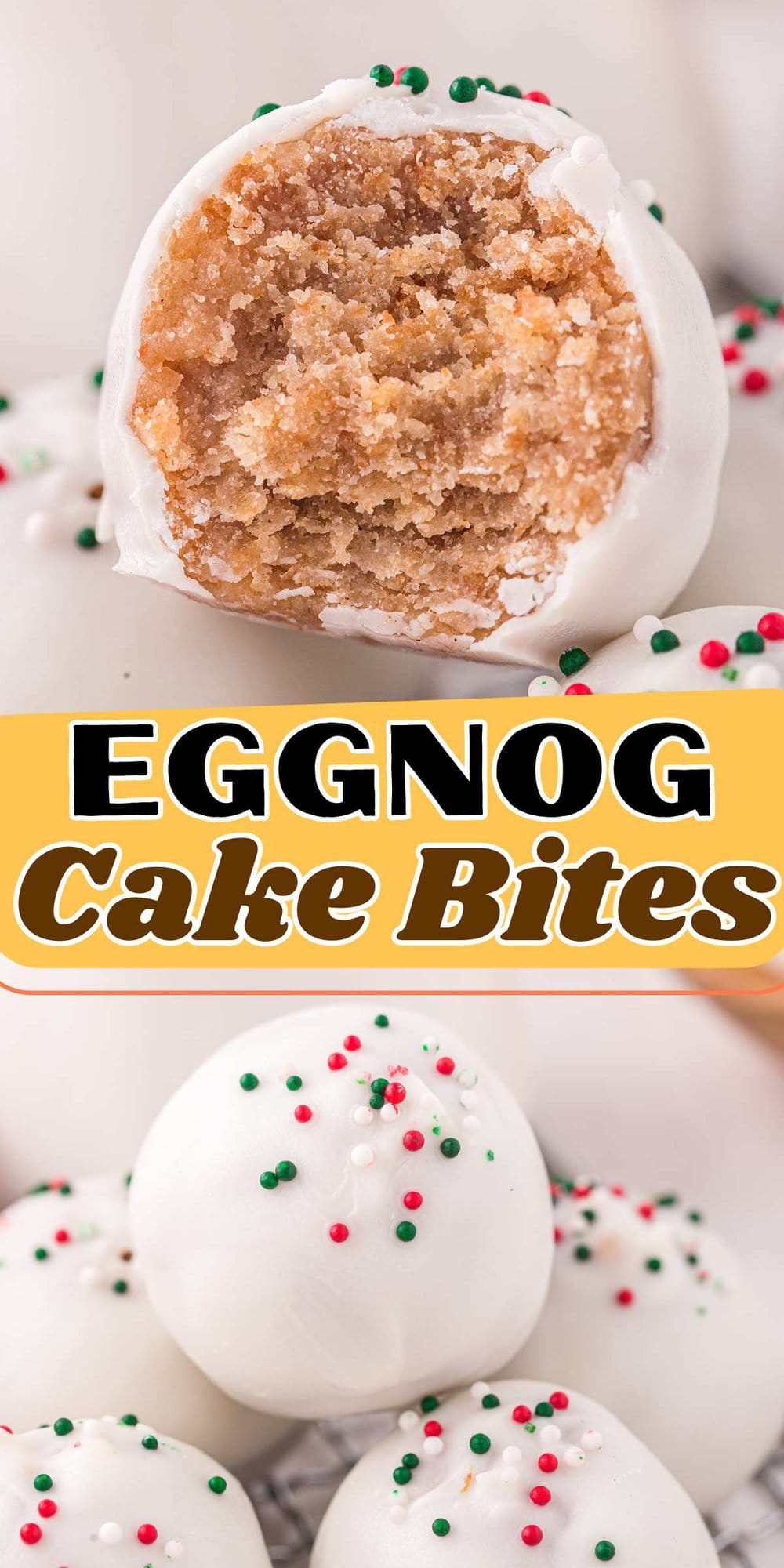 Eggnog Cake Bites pinterest