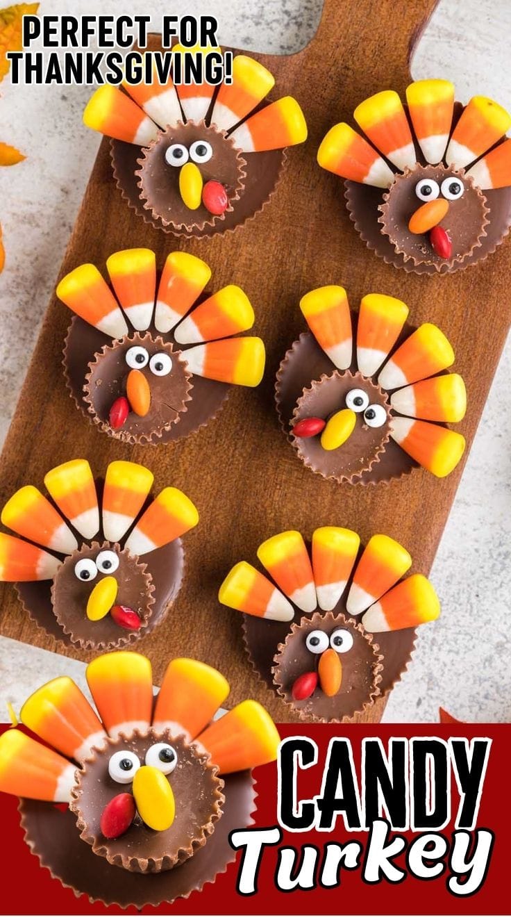 6 CANDY TURKEY served on a wooden board
