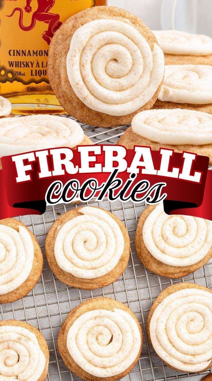 Soft fireball cookies on a cooling rack.