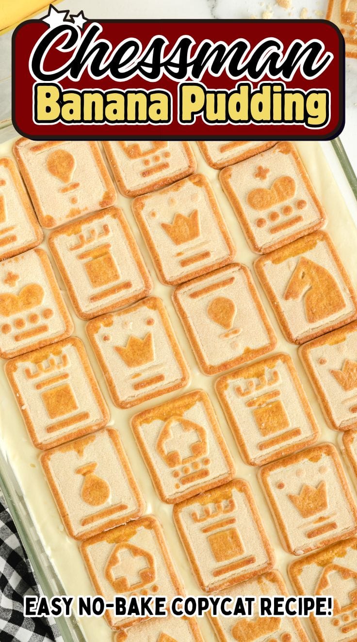 Chessman Banana Pudding in a glass pan